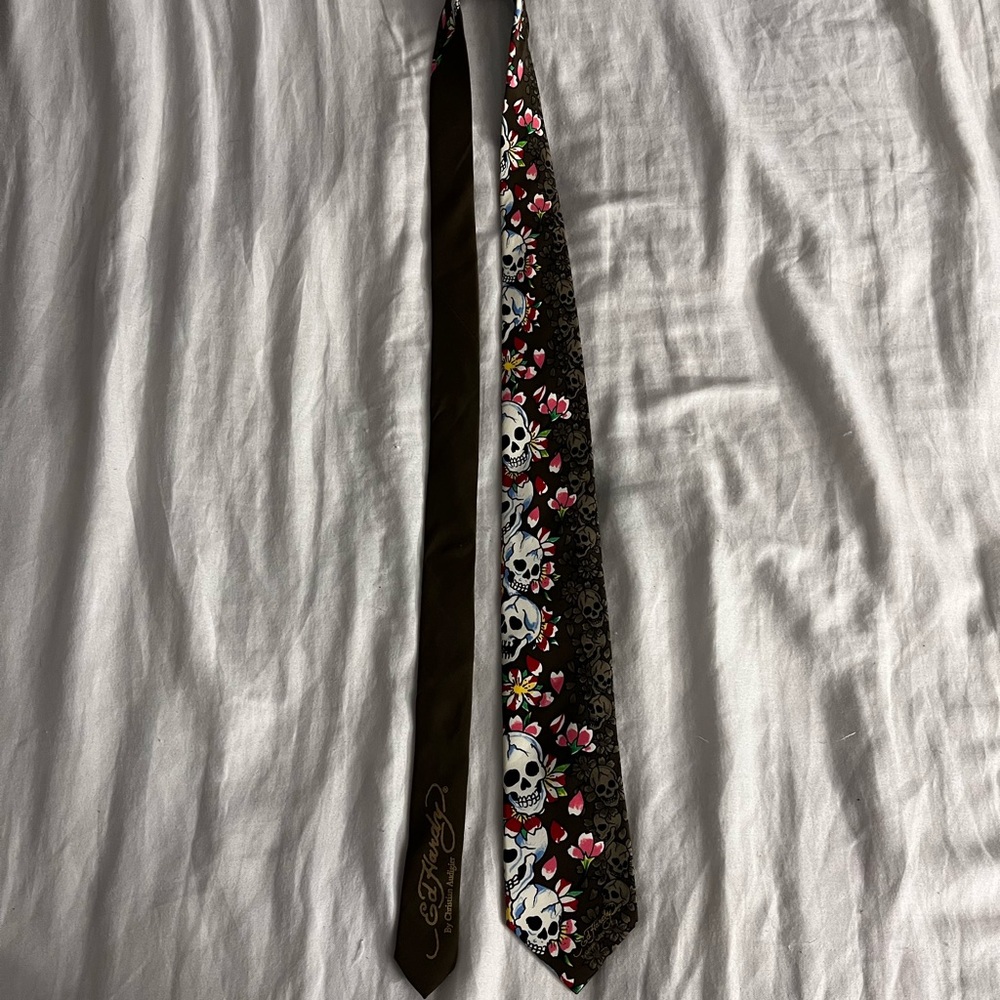 ED HARDY Skull Floral Necktie